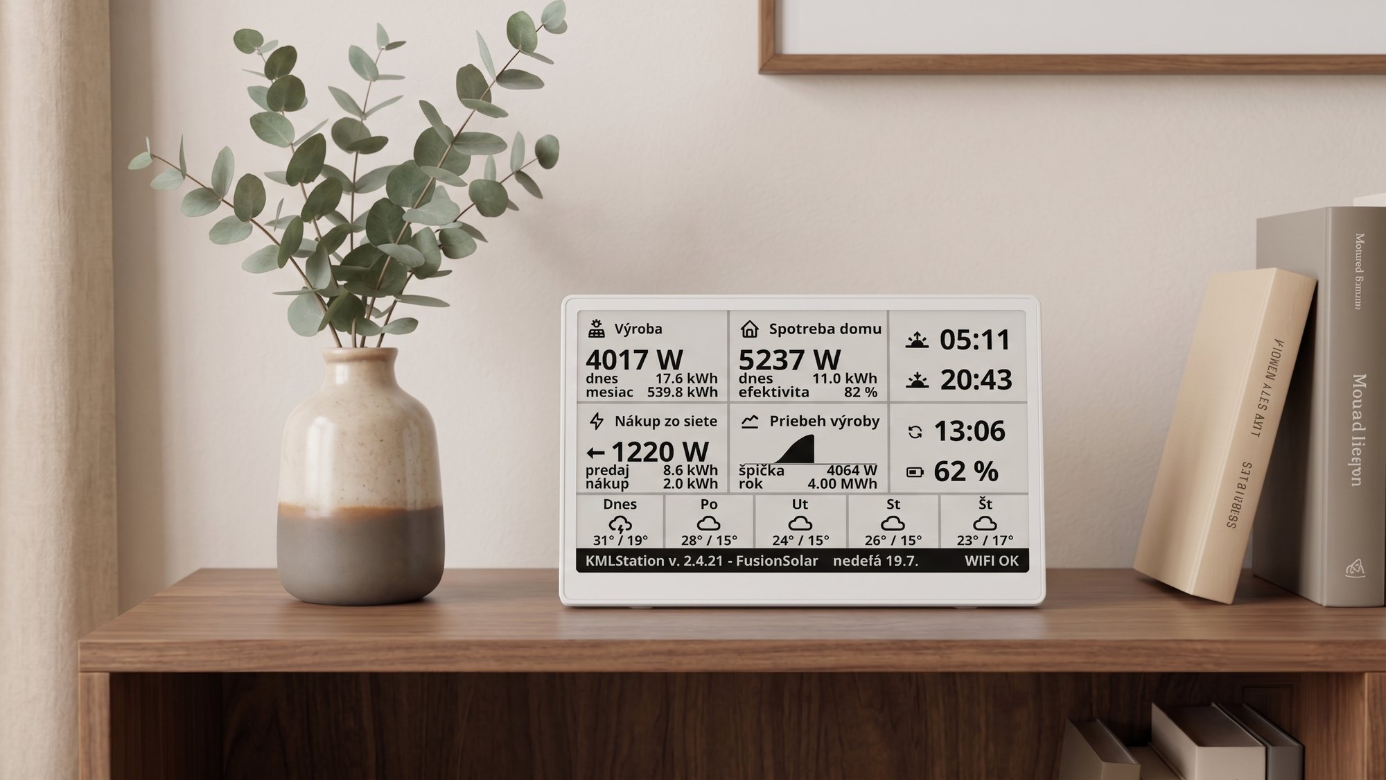 KMLStation — e-paper monitor fotovoltiky so živými dátami